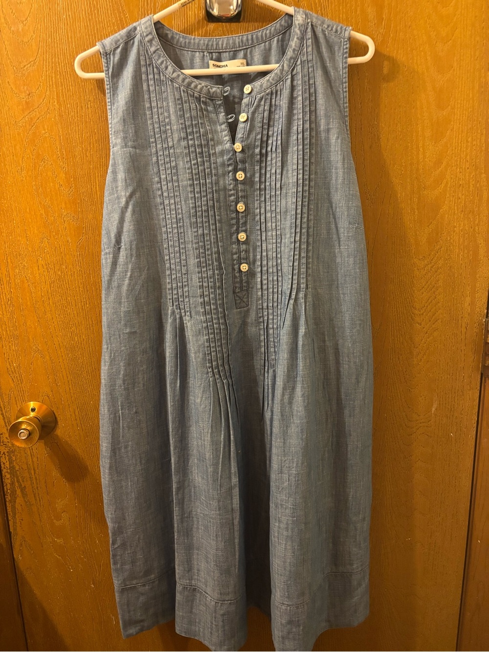 Sonoma Light Blue Sleeveless Pintuck Dress-SIZE XXL-23x38
